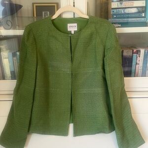 Armani Collezioni spring green cropped tweed jacket size US 8